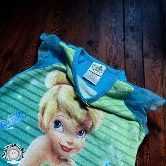 Y2K Disney Fairies Tinker Bell Toddler Nightgown Flutter Sleeve Sleep Dress (2T) - Picture 3 of 4